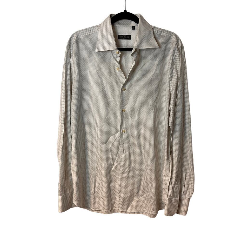 Corneliani White Micro Stripes Button-Down Shirt Size 17